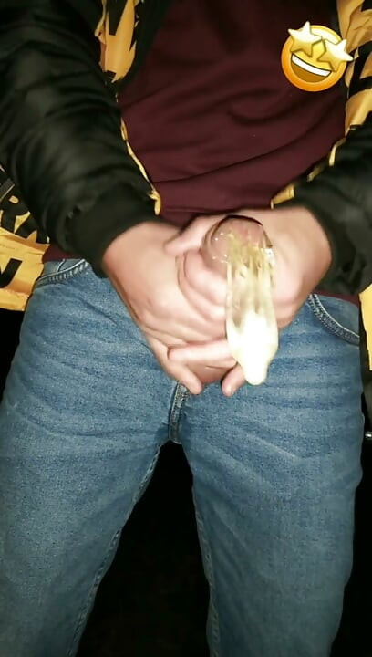 Twink Fills Cum Filled Condom Even More