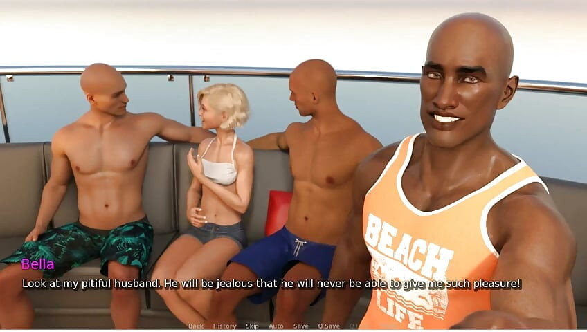 My Hotwife - Gameplay - Roleplay - Wife Fucked in Yacht by BBC and Pussy Double Penetrated by Two Cocks