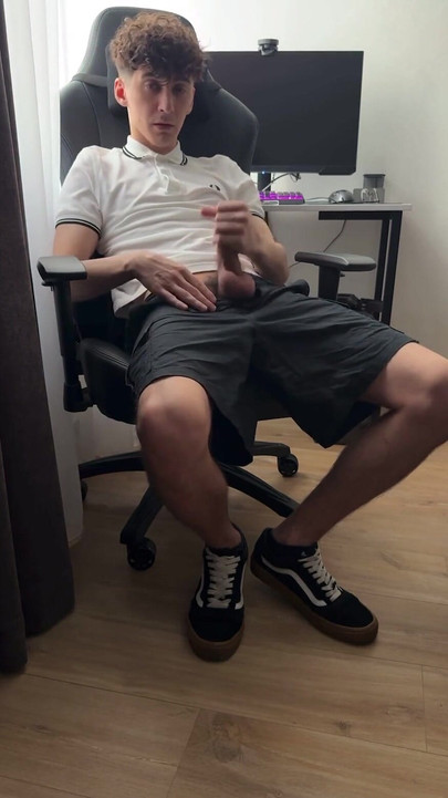 Iconic moment from "Curly twink guy jerked off after college and cum"