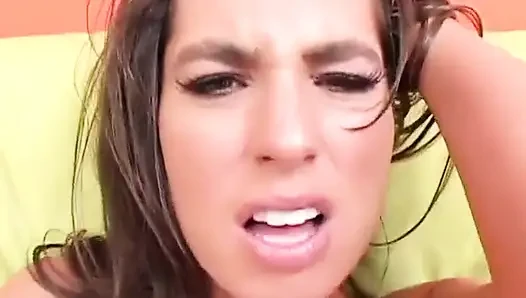 Sexy whore with an amazing ass swallows a long hard cock after fucking