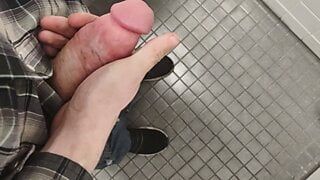 Cumshot in the restroom