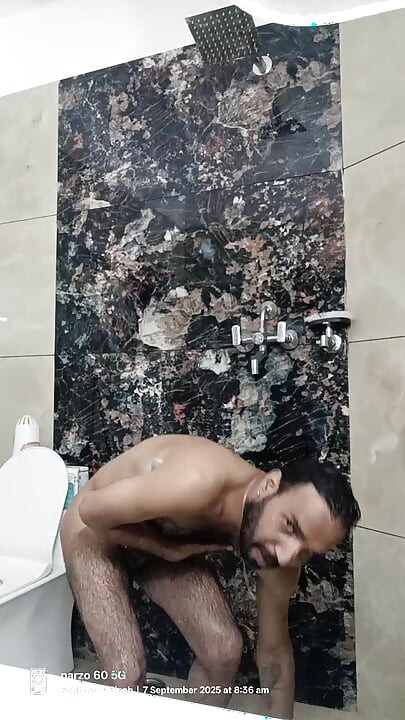 Indian Rajasthani boy take shower with neighbour uncle and live friends