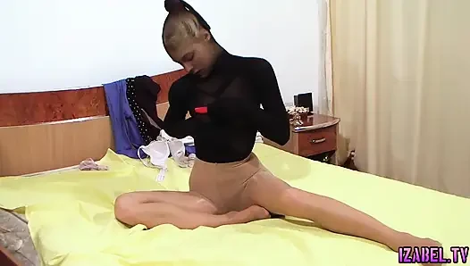 Sexy play in nylons and leather boots