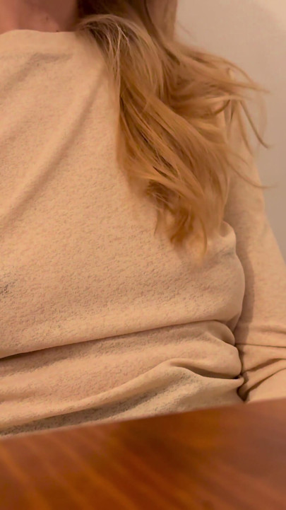Having Pizza in a sheer blouse in public  in a restaurant exposing my big nipples | Clip 2