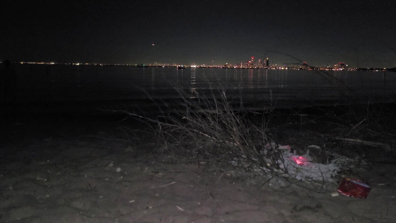 oiled masturbating and piss on the nude beach at night