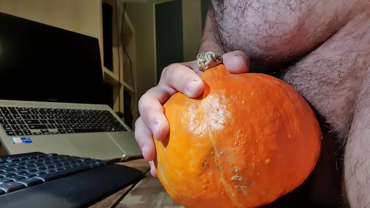 Fucking a pumpkin with my dick for dinner