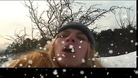 Young MILF Fucked and Creampied in Pussy by Big Hard Cock in the Snow