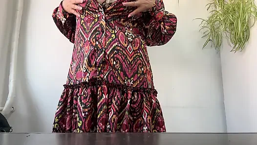 Hot sexy milf rubs her pussy through pantyhose