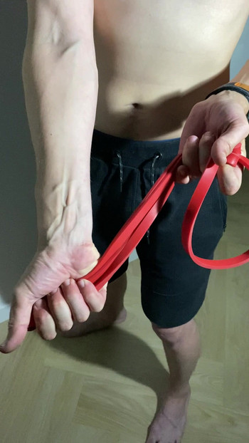 Hot Masked Guy Flexing and Stretching Rubber