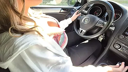 Public Drive Thru With Remote Controlled Vibrator Makes Girl Cumming Hard While Driving Then Fucked In The Car
