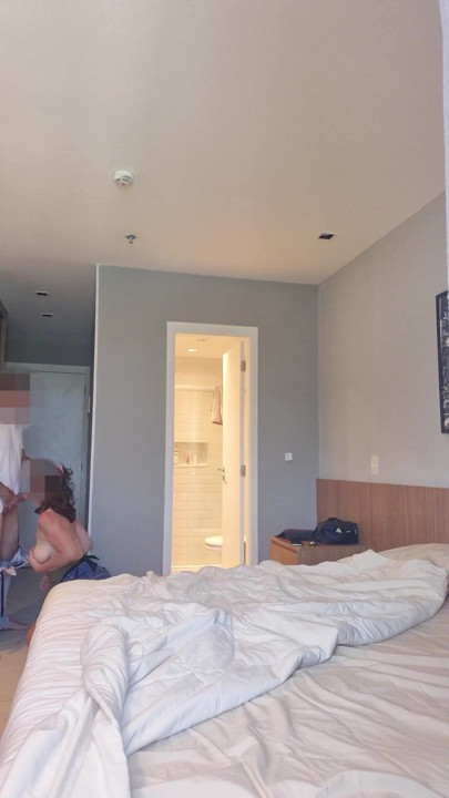While my husband grills outside, I suck and get pounded by his friend in the room | Clip 1