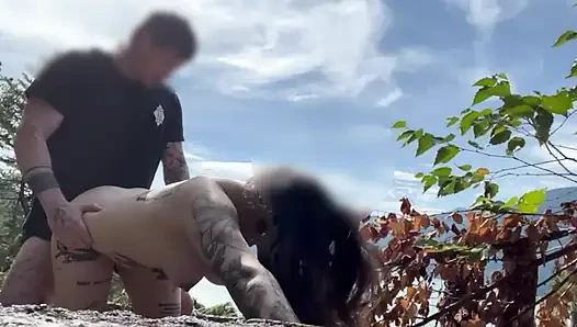 Lone hiker Public fuck outdoors