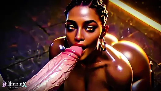 Büyük memeli ve götlü zenci tanrıçalar - beyaz yarak ibadeti: karanlık asmr ve aşırı kontrast (4k ai animasyonlu porno)