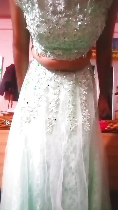 Indian Gay Crossdresser Bottom in Blue Lehanga
