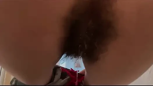 Hairy Pussy Peeing From Behind