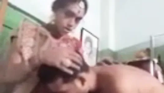 Newly married couple having first sex