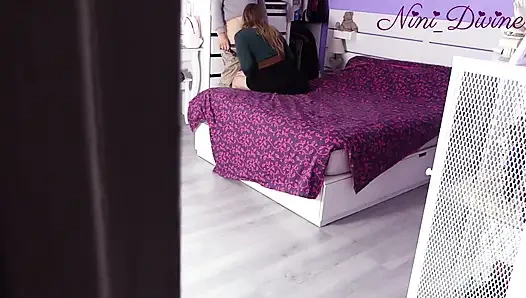I secretly watch my wife cuckold me with the neighbor. He's fucking hard her big ass!