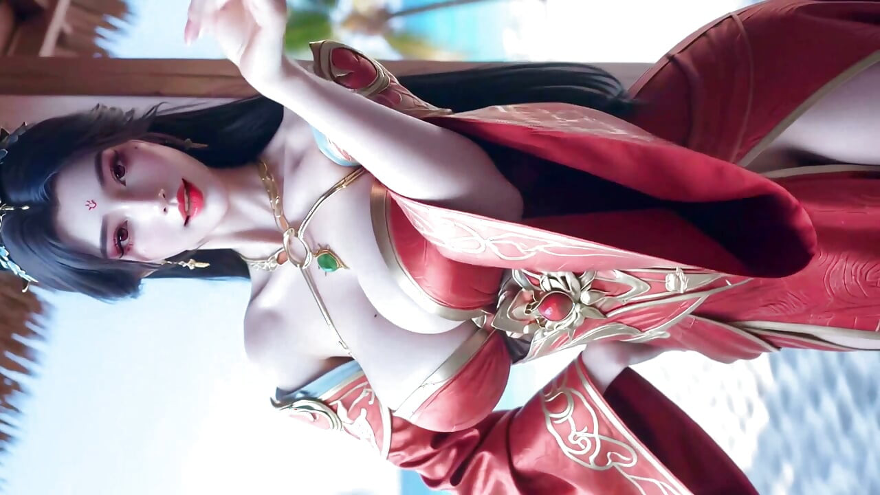 Beautiful girl and her happy dance after a sublimated night with her boyfriend AI