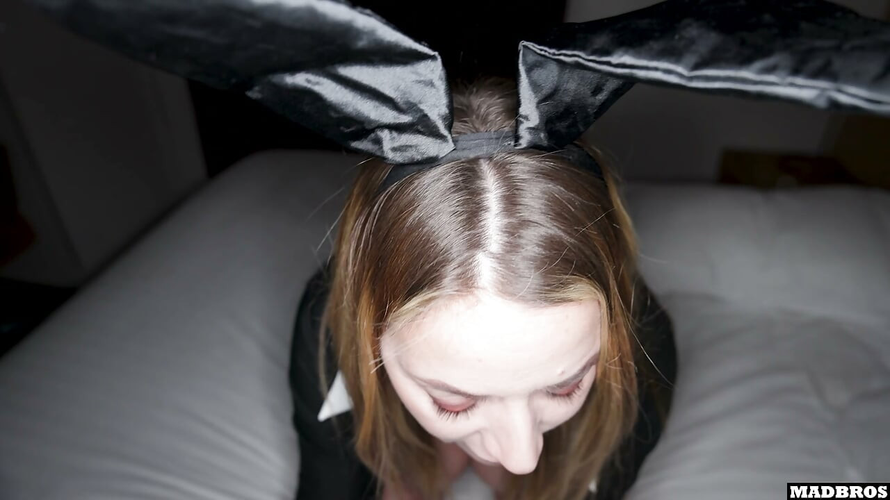 A Stunning French Blonde Surprised Us In A Sexy Bunny Outfit And Gets Pounded All Night !!!