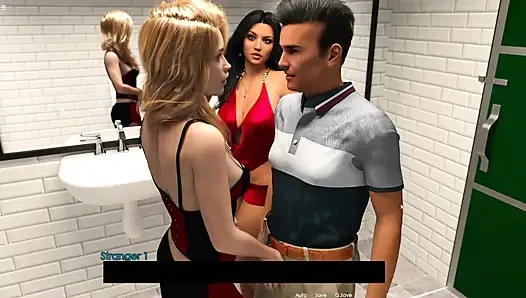 Dua gadis lesbian yang lagi sange seks threesome sama pria lain di toilet umum