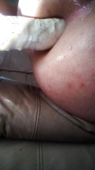 Sissy slut bitch fucks pussy with home made fish dildi