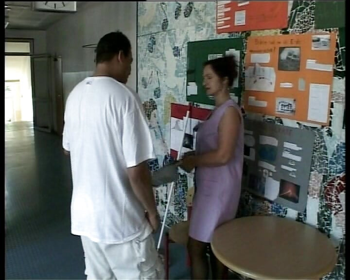 Busty German teacher eats cum after the classes