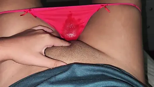 Teen fingers wet pussy in the middle of the night