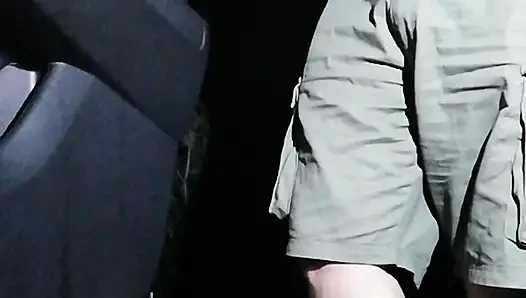 Cum outside of the car by drivers door