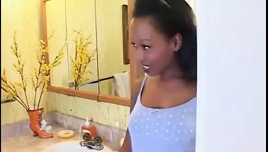 Hot coloured babe with perfect body gets great orgasm after blowing long big black dick