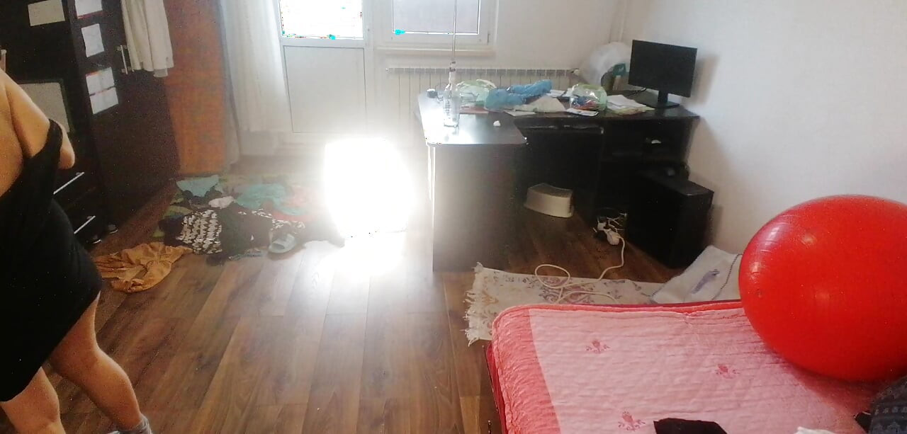 Sexy wife dances naked at home.