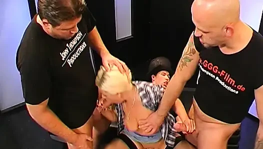 Blonde Bombshell Gangbanged Hard by Multiple Cocks