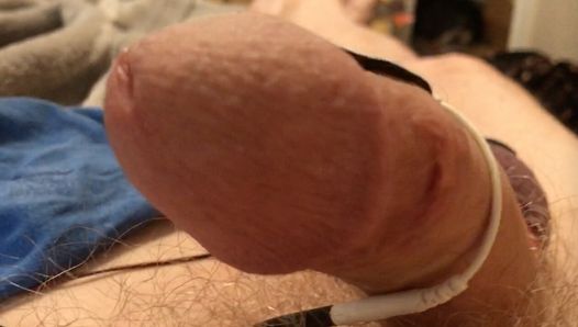 Undercover twitching. Hands Free Orgasm with e-stim.