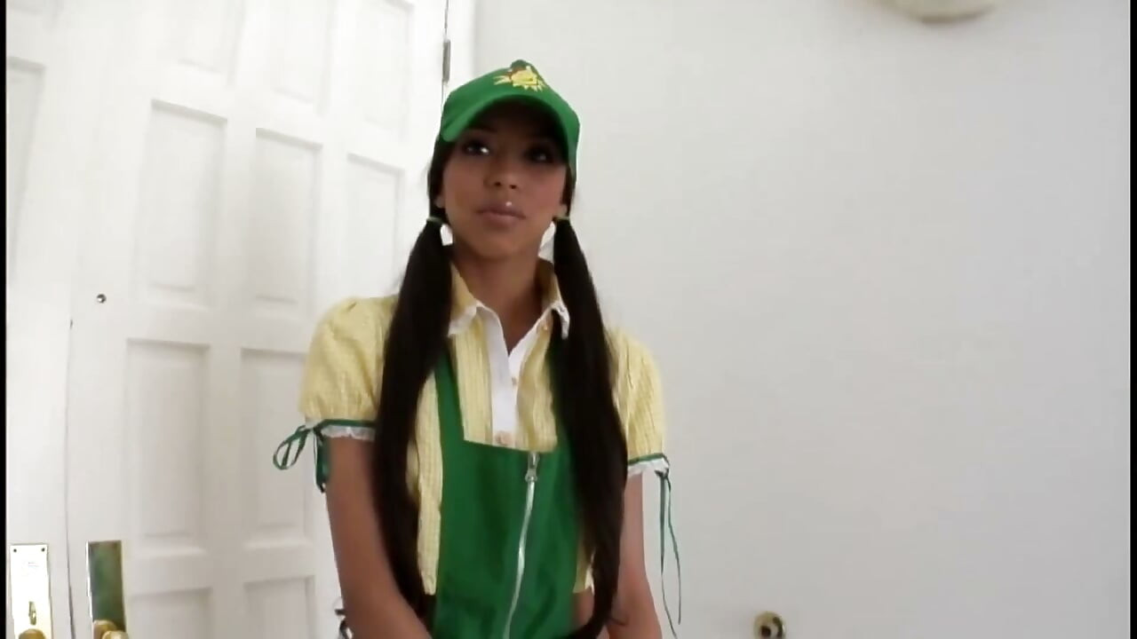 Alexis Love - US solo masturbation petite, ebony, babe, small tits, tight pussy, costumed, huge dildo, bog dildo, long version