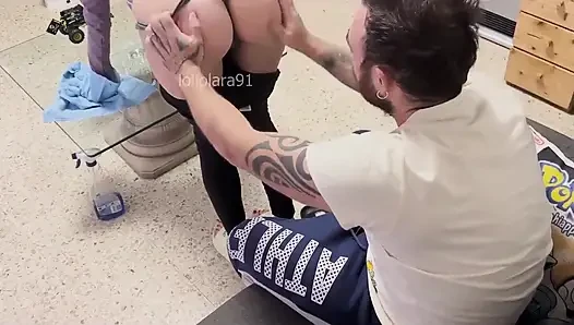 The Cleaning Lady Cleans the Boss's Cock with Her Tongue