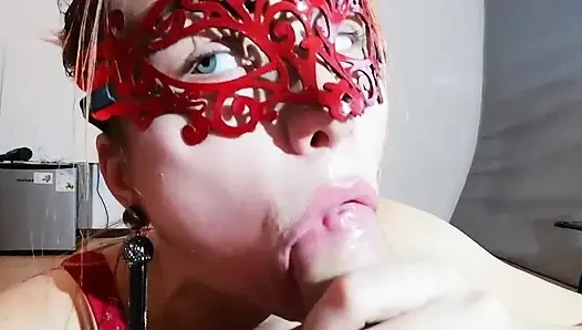 Passionate Blowjob From a Red Fox! Cum in Your Mouth! a Lot of Saliva!