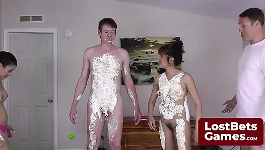 Tessa, Jesse, Jake, and Leilani Bring in a Cards Strip Game