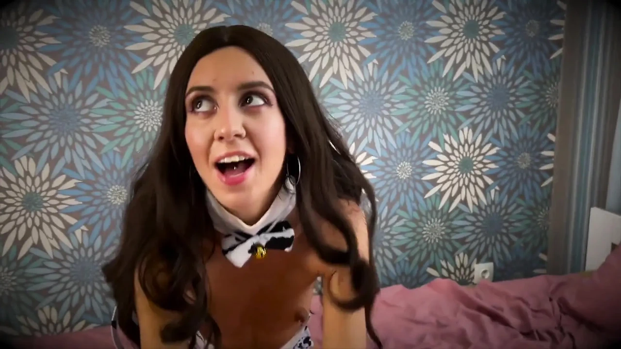 A Slutty, Sexy Woman in a Cow Costume Gets Her Ass and Pussy Fucked Hard by Three Men - Creampie