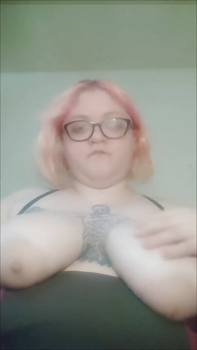 Amputated Fat BBW Playing with Her Huge Tits - Amateur Slow Motion