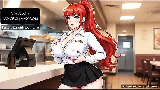 Fast food tezgahında çalışan kadın buharlı mastürbasyon talimatlarıyla beni baştan çıkarıyor - f4m joi animasyonlu