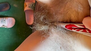 Big Feet and Hairy Bush in Panties