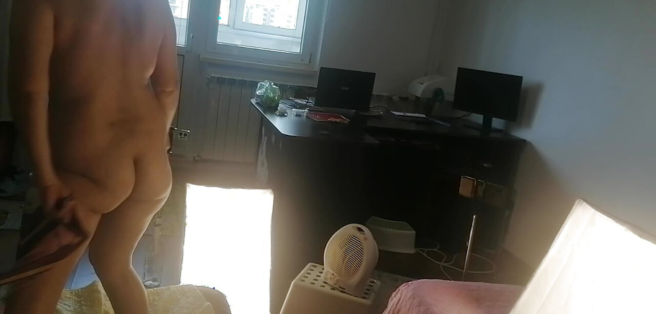 Sexy woman with hairy dancing naked. Woman with hairy, big, big ass. Amateur milf massages herself with a vibrator