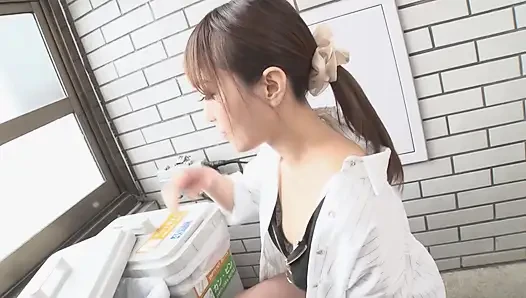 Hina Kusakabe Cheerful No Bra Neighbor Wife Morning Routine