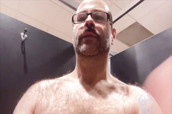 Handsome hairy hung shower bator horny at the gym needed to edge and sperm for my guys