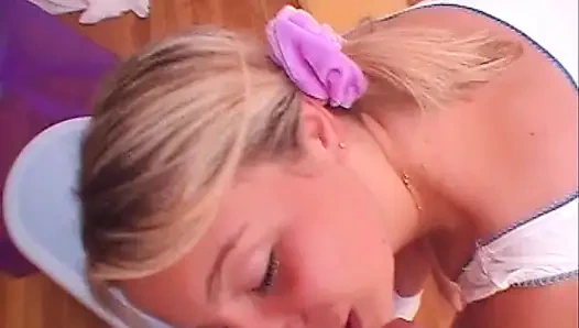 Blonde Babe From France Bouncing on Loaded Cock in POV