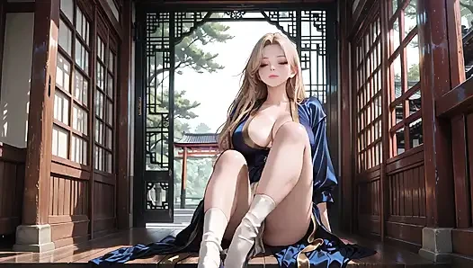 Gadis cantik rambut pirang dengan kain silk! Cewek sange ini lagi asik jalan-jalan sambil berlutut, dan fingertip dadanya di koridor jepang yang basah kuyup