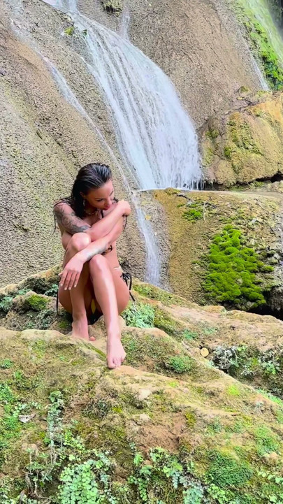 Monika Fox In Yellow Bikini At Waterfall | Clip 1