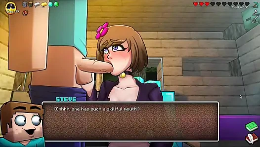 HornyCraft Пародия на Minecraft - Стив получает грязный минет глубокой глотки от Jenny для Diamond