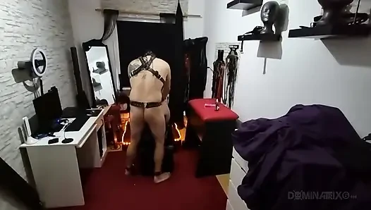 Brunette MILF Dominates Masked Slave in Latex