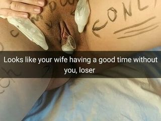 Your cheating wife stuffed with used condoms after gangbang!