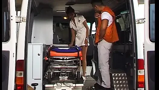 Perfect German NUrse rides big dick in the ambulance